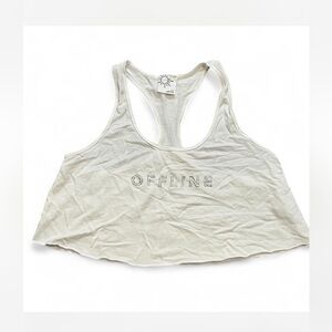 Aerie White Racerback Tank with Graphic Detail